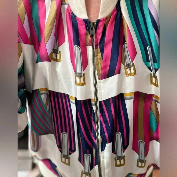 Vintage 80’e Metro Silky steampunk women’s Bomber statement Jacket-L - Picture 9 of 10